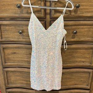 White/iridescent mini dress size small NWT
